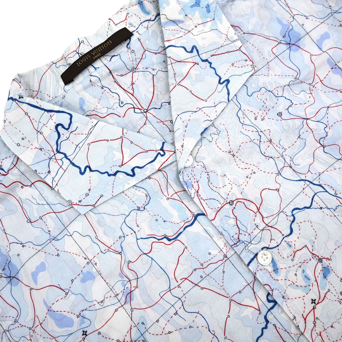 Louis Vuitton Shirt Blouse Top Map Light Blue #L