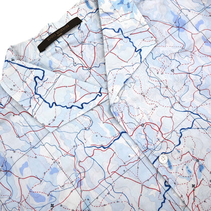 Louis Vuitton Shirt Blouse Top Map Light Blue #L