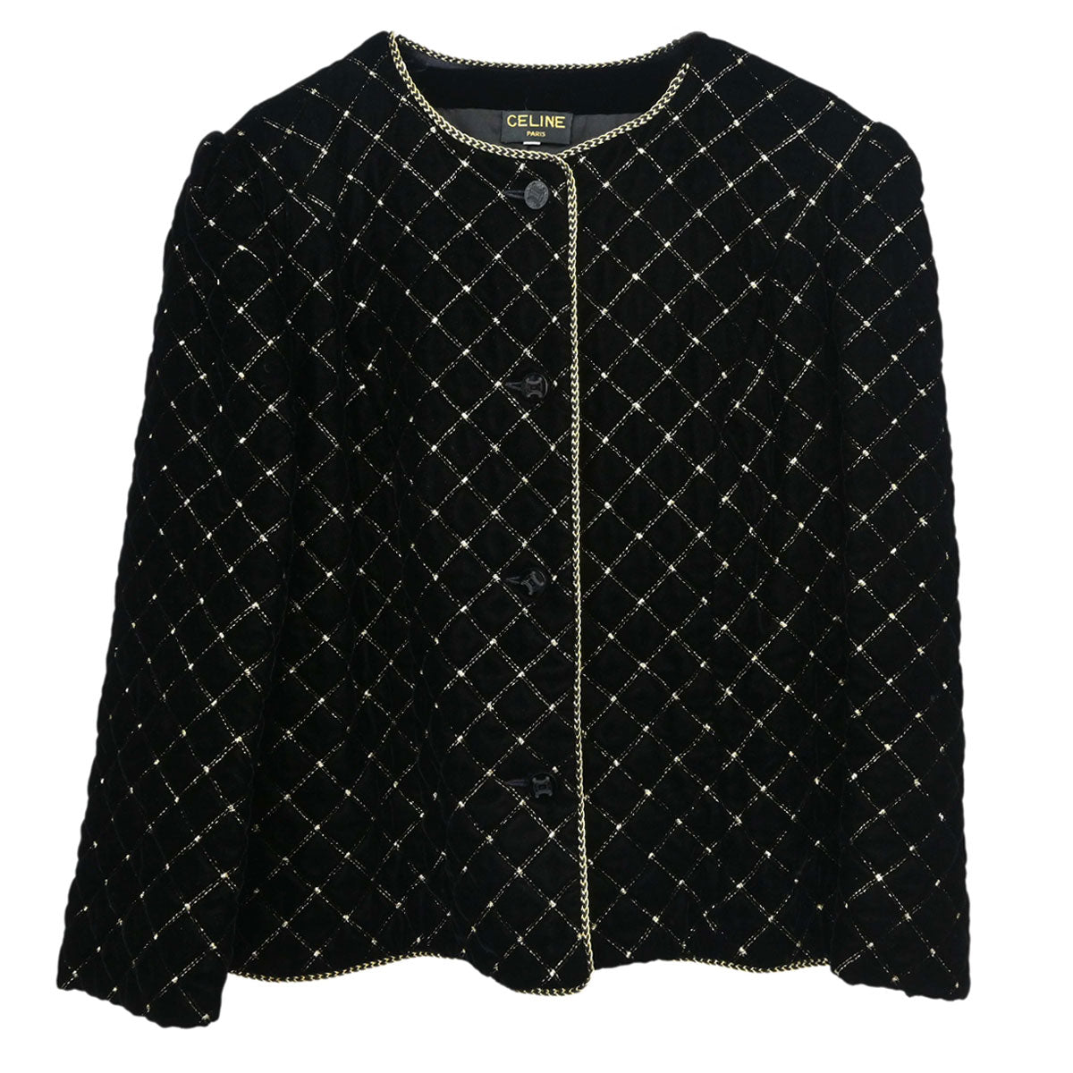 Celine Collarless Velvet Jacket Glitter Black #46