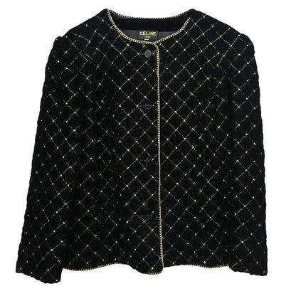Celine Collarless Velvet Jacket Glitter Black #46
