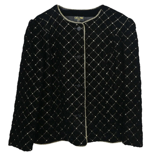 Celine Collarless Velvet Jacket Glitter Black #46
