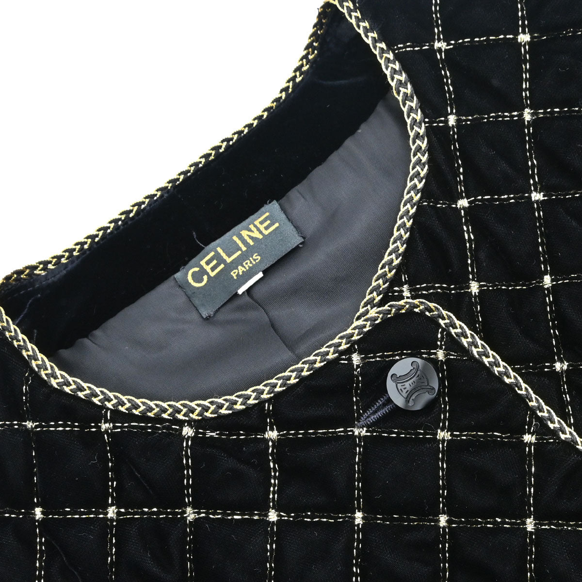 Celine Collarless Velvet Jacket Glitter Black #46