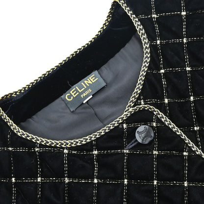 Celine Collarless Velvet Jacket Glitter Black #46