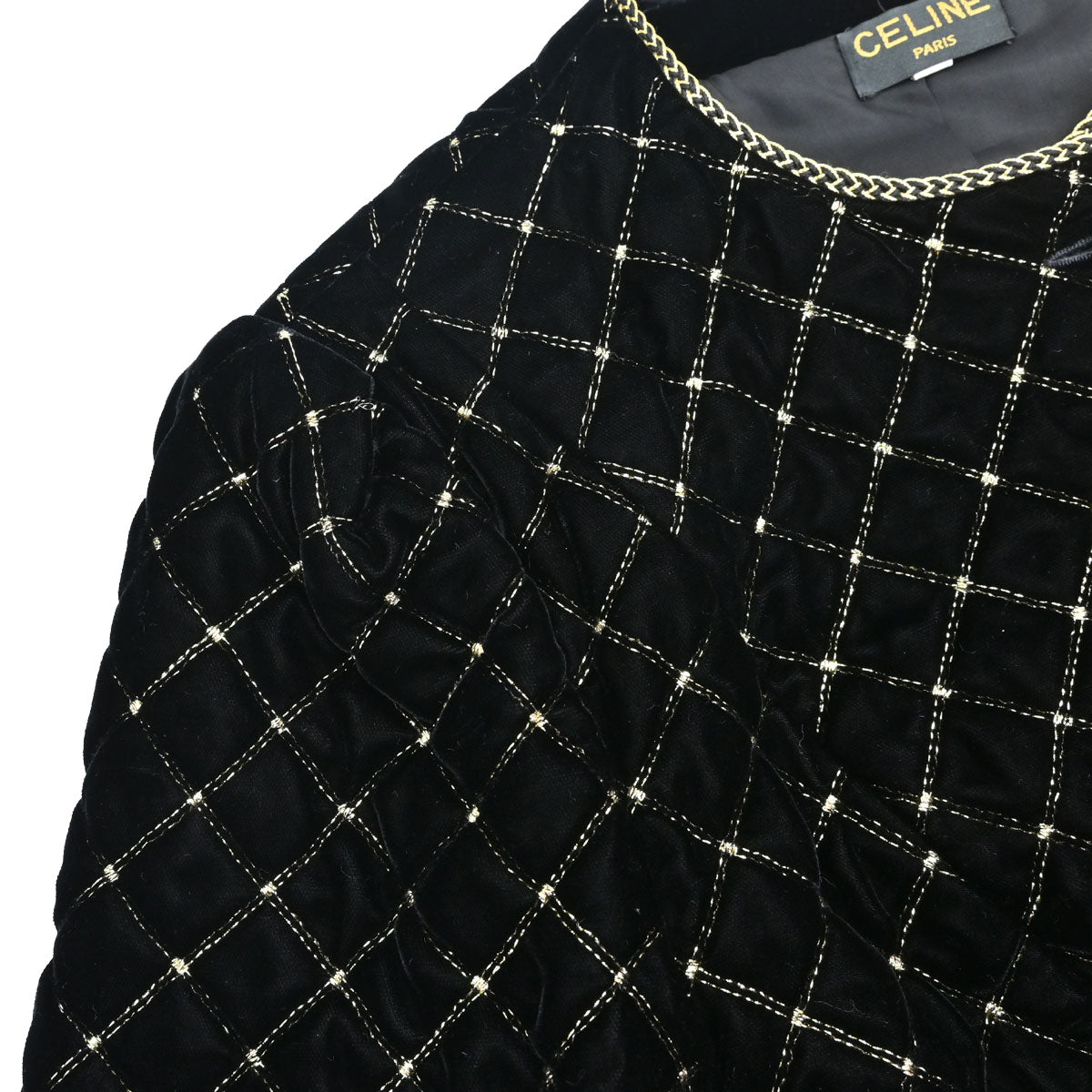 Celine Collarless Velvet Jacket Glitter Black #46