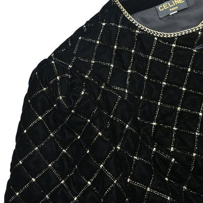 Celine Collarless Velvet Jacket Glitter Black #46