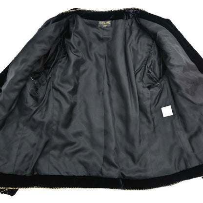 Celine Collarless Velvet Jacket Glitter Black #46