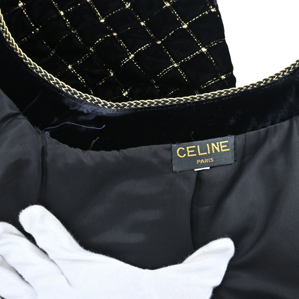 Celine Collarless Velvet Jacket Glitter Black #46