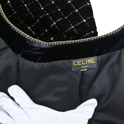 Celine Collarless Velvet Jacket Glitter Black #46