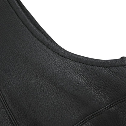 Hermes Sleeveless Jacket Vest Deerskin Black #42