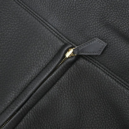 Hermes Sleeveless Jacket Vest Deerskin Black #42
