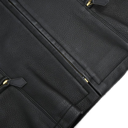 Hermes Sleeveless Jacket Vest Deerskin Black #42