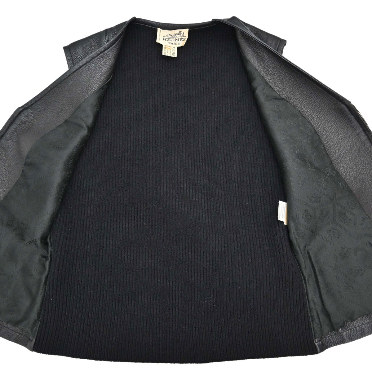 Hermes Sleeveless Jacket Vest Deerskin Black #42