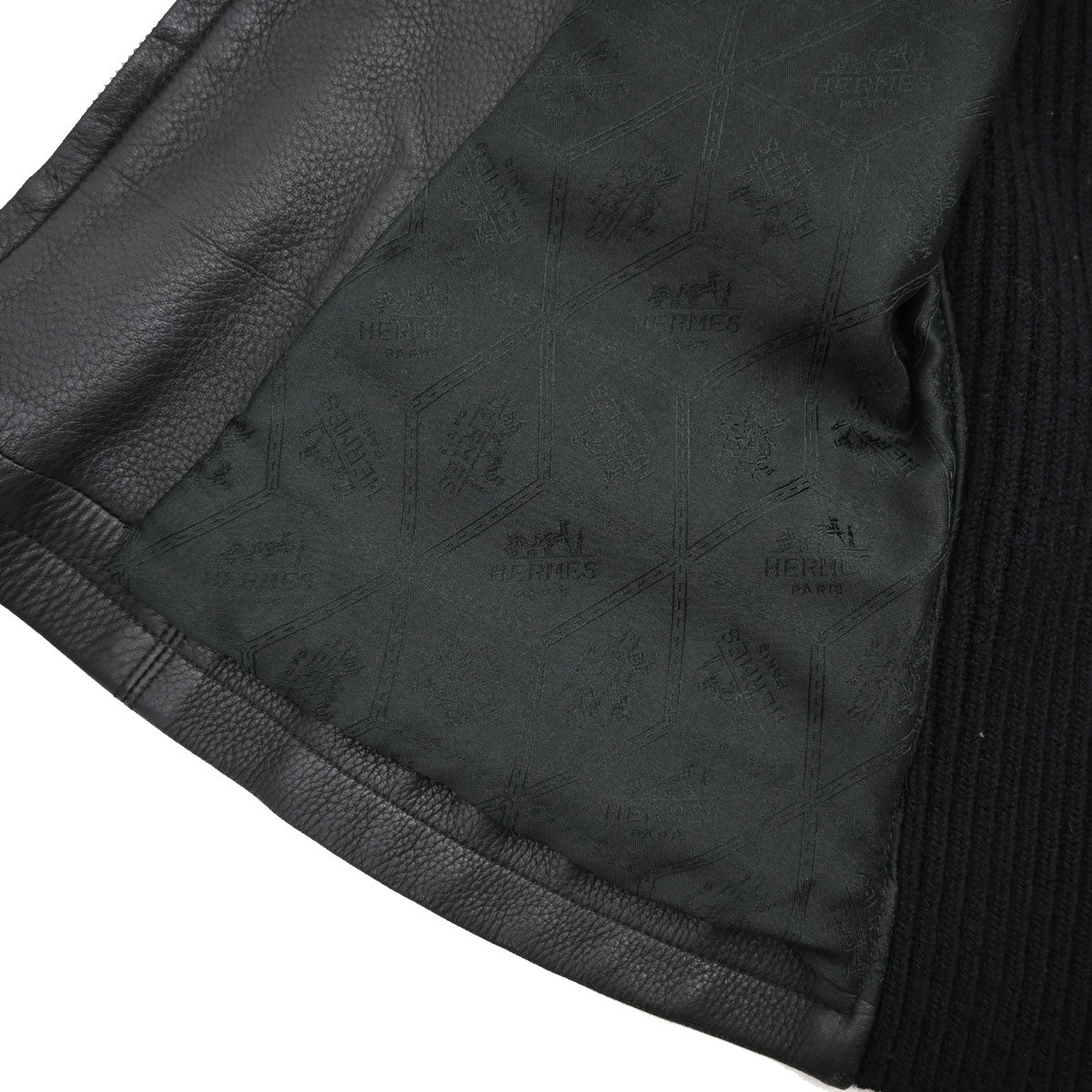 Hermes Sleeveless Jacket Vest Deerskin Black #42