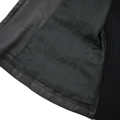 Hermes Sleeveless Jacket Vest Deerskin Black #42