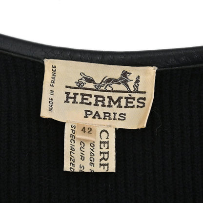 Hermes Sleeveless Jacket Vest Deerskin Black #42