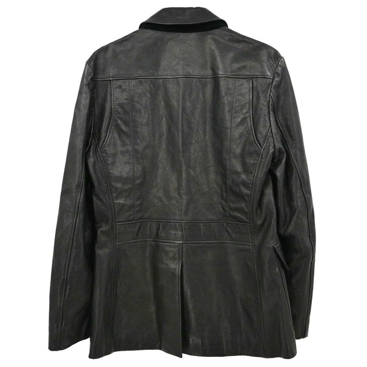 Gucci Single Breasted Genuine Leather Jacket Black