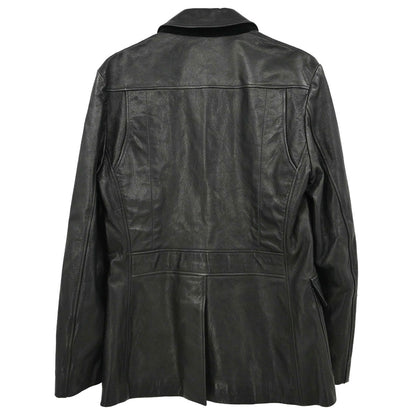 Gucci Single Breasted Genuine Leather Jacket Black