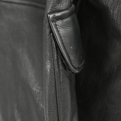 Gucci Single Breasted Genuine Leather Jacket Black