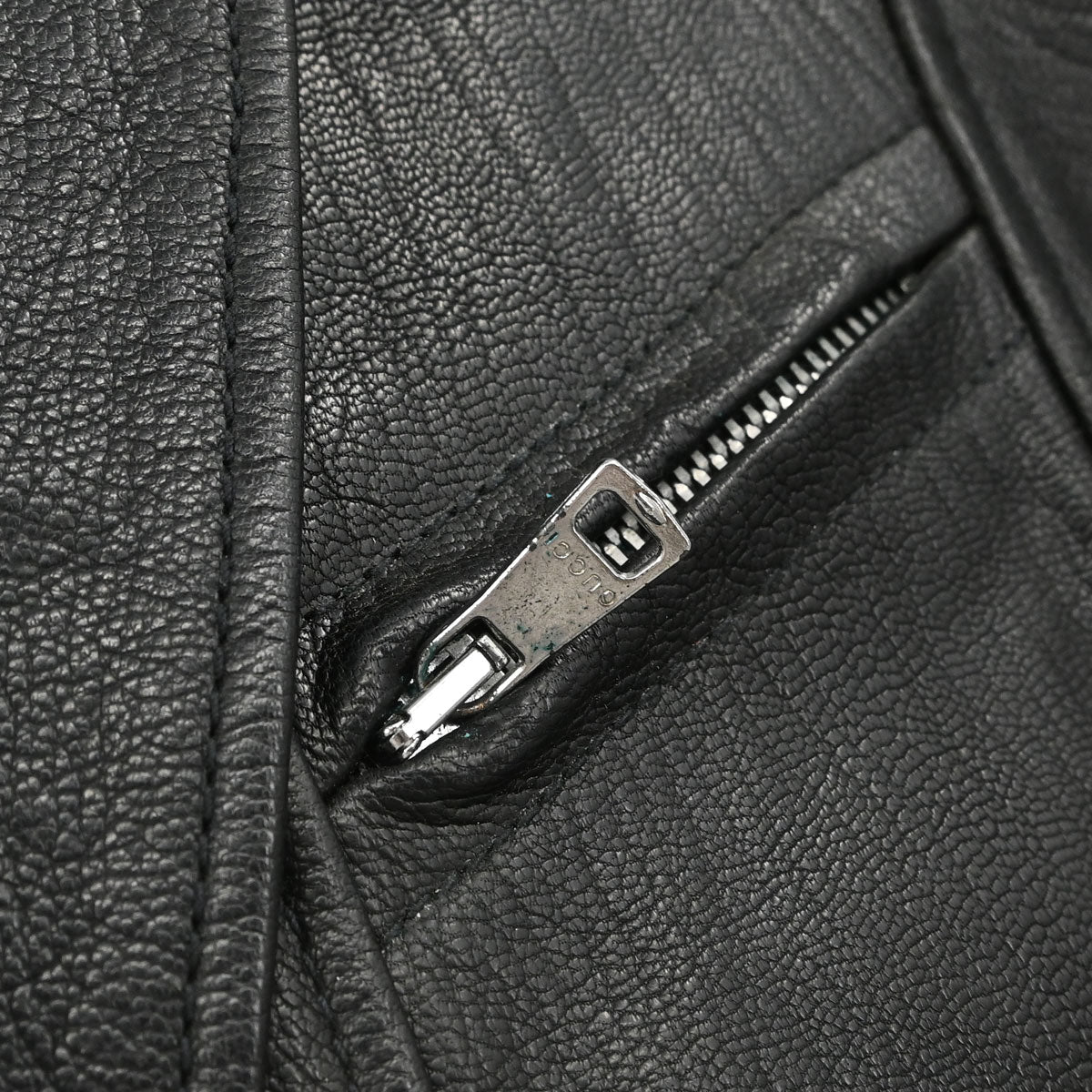 Gucci Single Breasted Genuine Leather Jacket Black