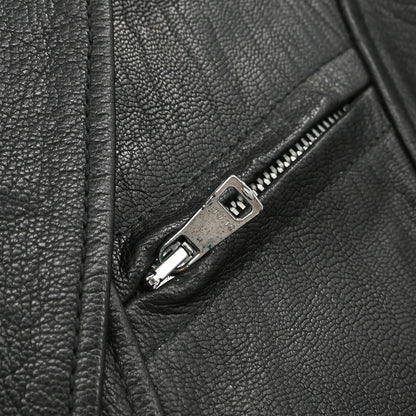 Gucci Single Breasted Genuine Leather Jacket Black