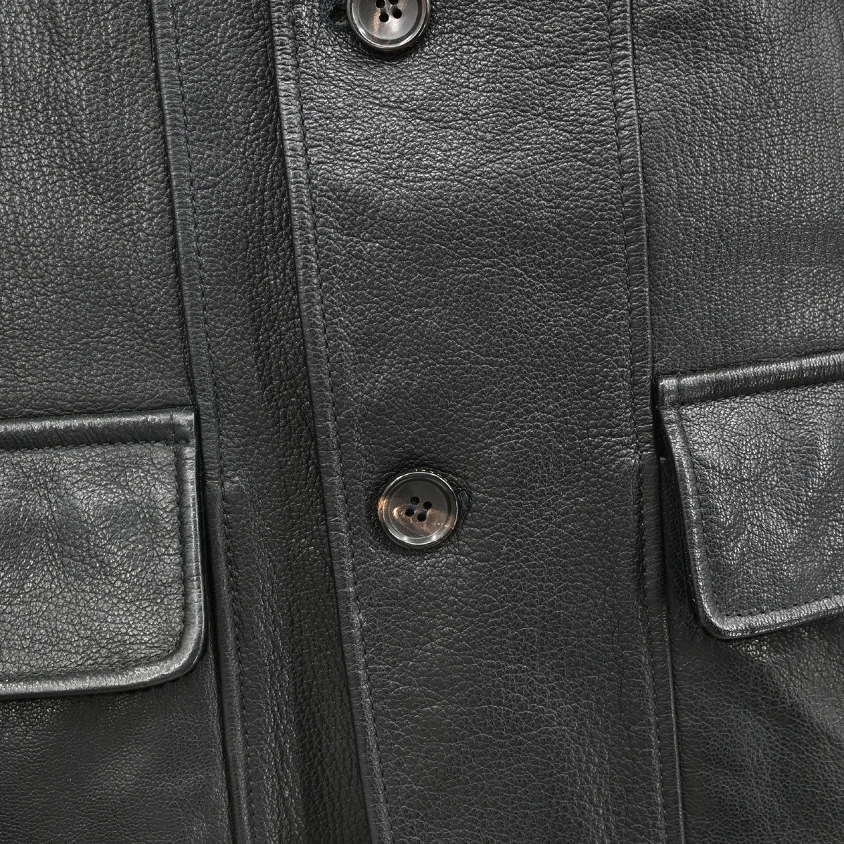 Gucci Single Breasted Genuine Leather Jacket Black