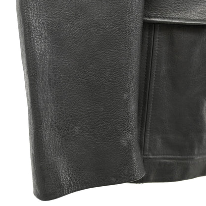Gucci Single Breasted Genuine Leather Jacket Black
