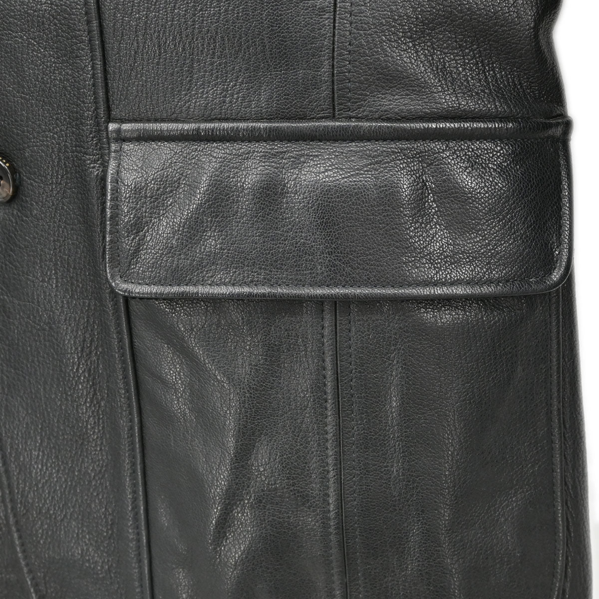 Gucci Single Breasted Genuine Leather Jacket Black