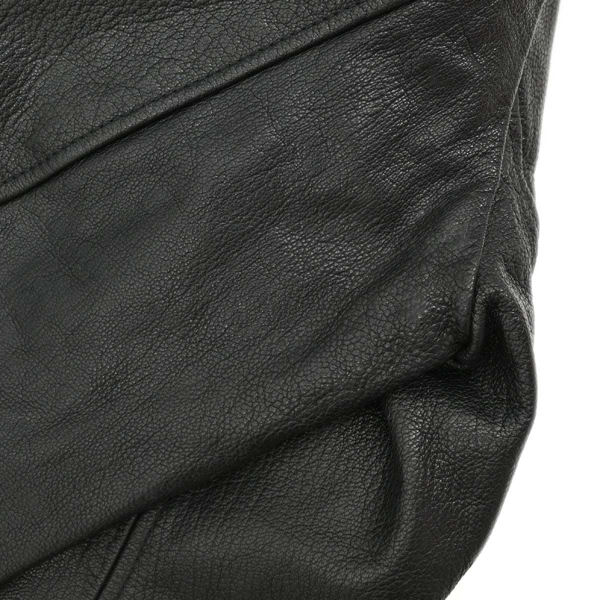 Gucci Single Breasted Genuine Leather Jacket Black