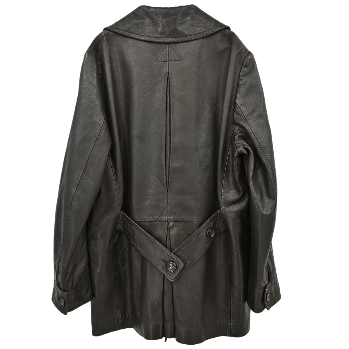 Gucci Double Breasted Genuine Leather Jacket Black #52