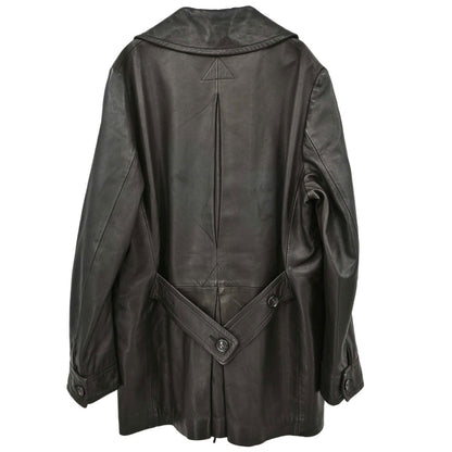 Gucci Double Breasted Genuine Leather Jacket Black #52