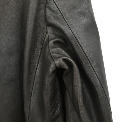 Gucci Double Breasted Genuine Leather Jacket Black #52