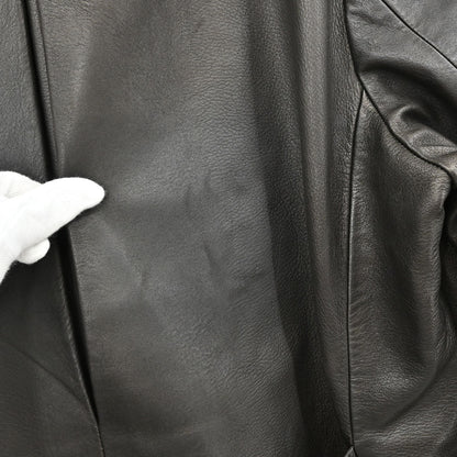 Gucci Double Breasted Genuine Leather Jacket Black #52