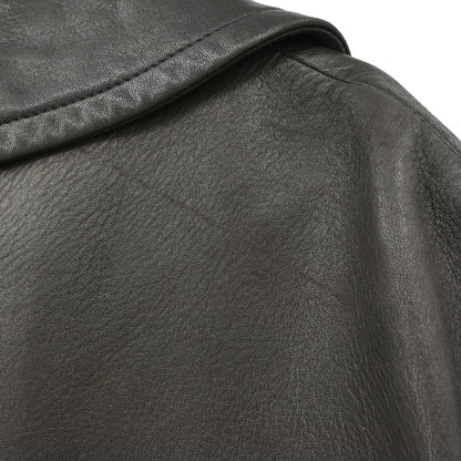 Gucci Double Breasted Genuine Leather Jacket Black #52