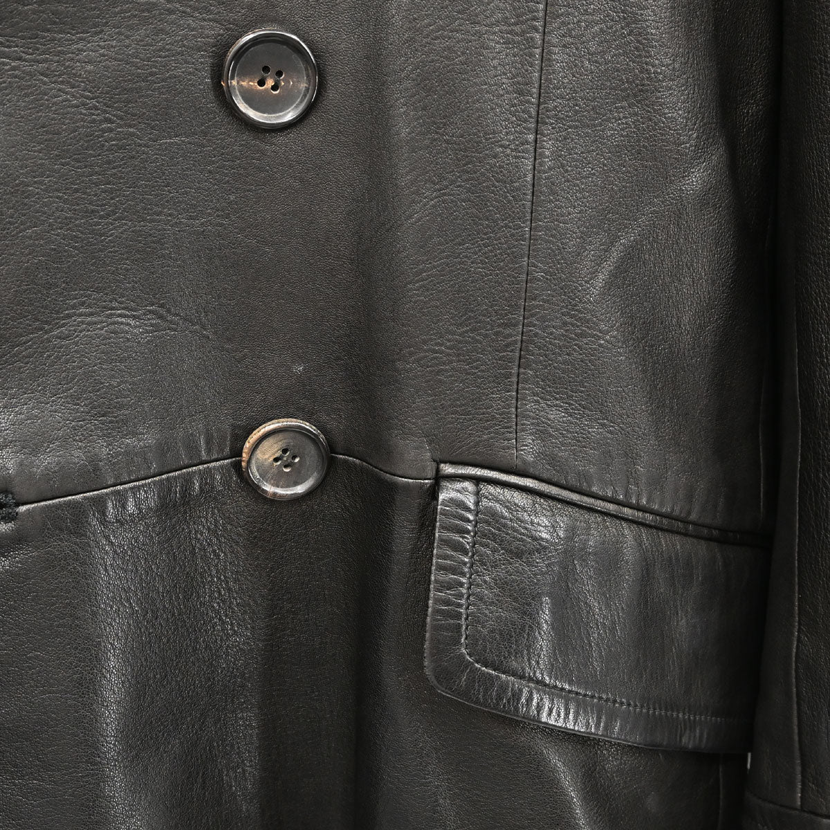Gucci Double Breasted Genuine Leather Jacket Black #52