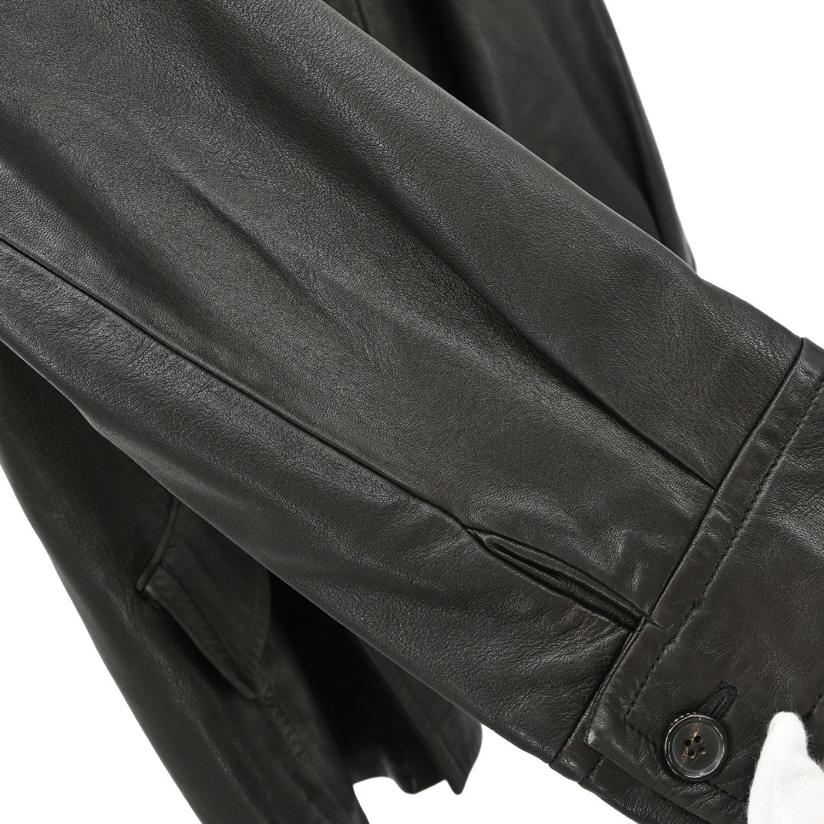 Gucci Double Breasted Genuine Leather Jacket Black #52