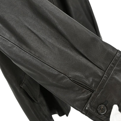 Gucci Double Breasted Genuine Leather Jacket Black #52