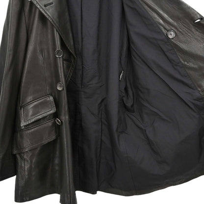 Gucci Double Breasted Genuine Leather Jacket Black #52