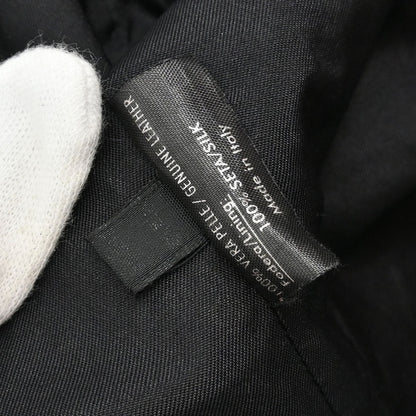 Gucci Double Breasted Genuine Leather Jacket Black #52