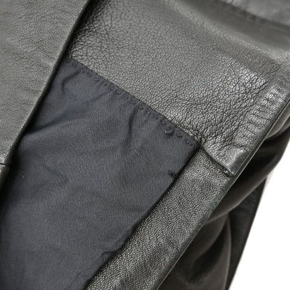 Gucci Double Breasted Genuine Leather Jacket Black #52