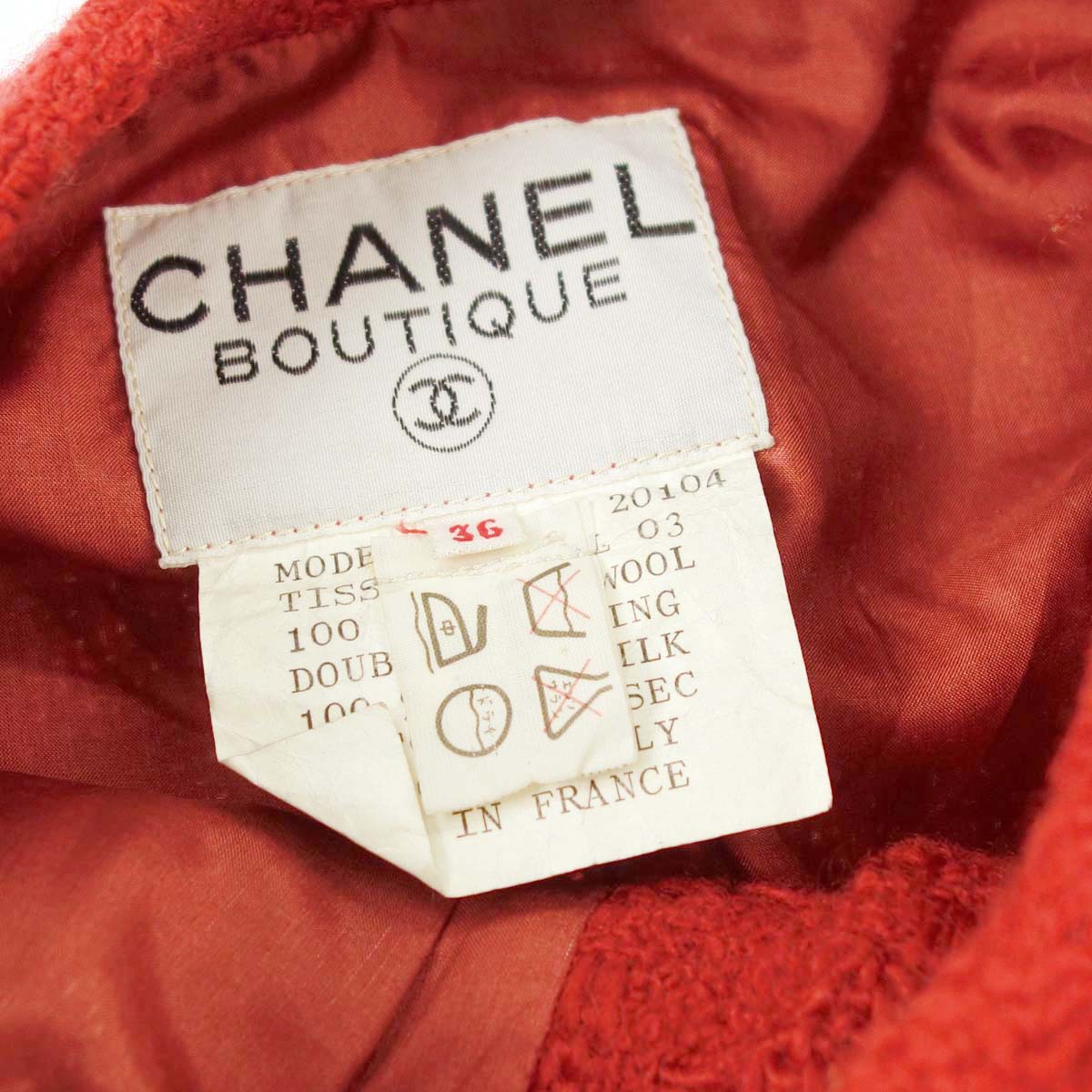 Chanel Single Breasted Collarless Tweed Check Jacket Red #36