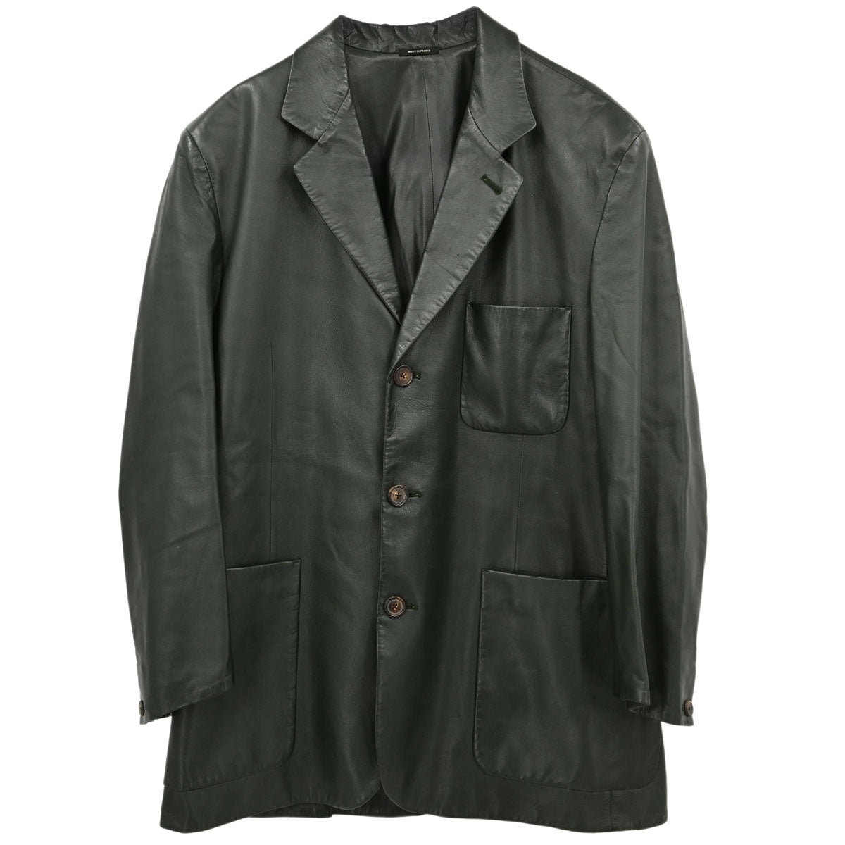 Hermes Single Breasted Jacket Lambskin Dark Green #50