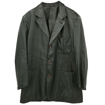 Hermes Single Breasted Jacket Lambskin Dark Green #50