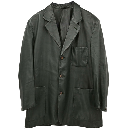Hermes Single Breasted Jacket Lambskin Dark Green #50