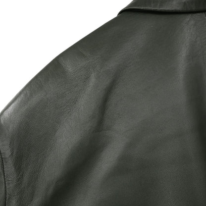 Hermes Single Breasted Jacket Lambskin Dark Green #50