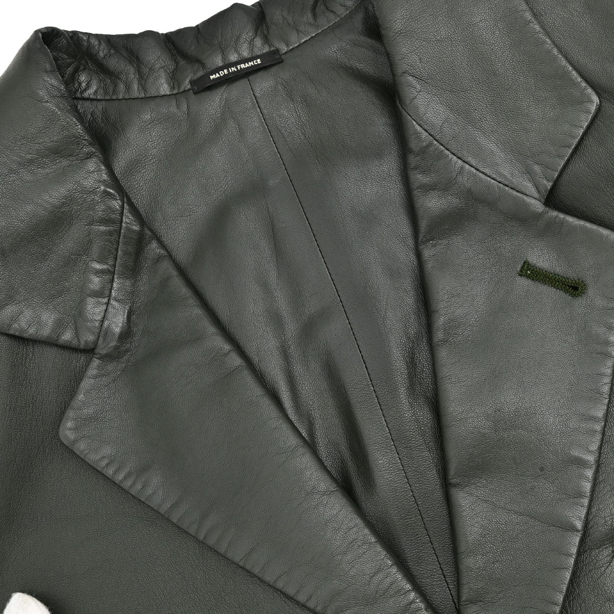 Hermes Single Breasted Jacket Lambskin Dark Green #50