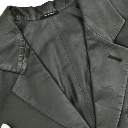 Hermes Single Breasted Jacket Lambskin Dark Green #50