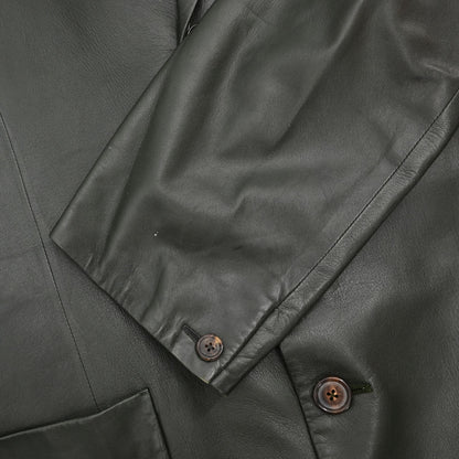 Hermes Single Breasted Jacket Lambskin Dark Green #50