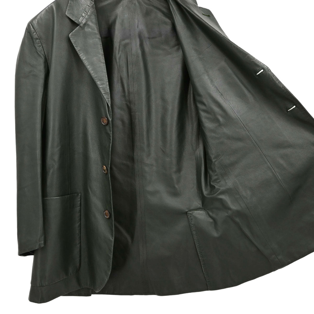 Hermes Single Breasted Jacket Lambskin Dark Green #50