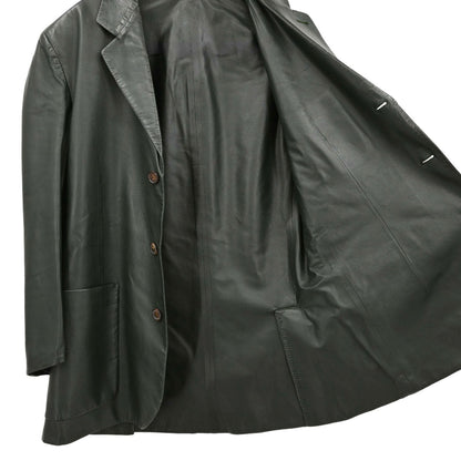 Hermes Single Breasted Jacket Lambskin Dark Green #50
