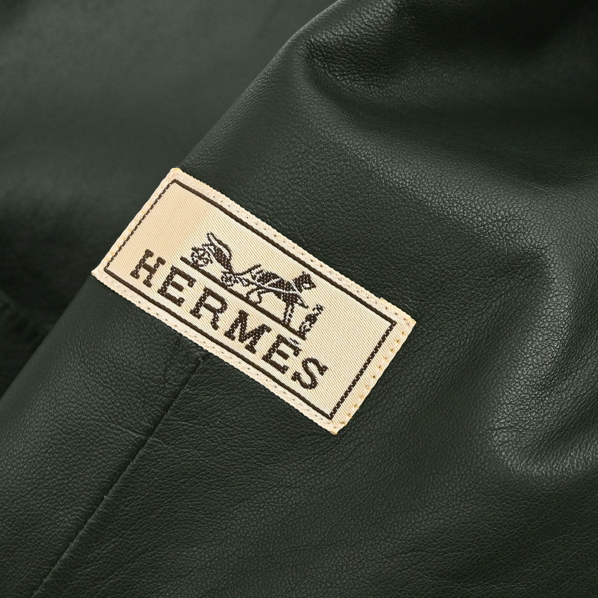 Hermes Single Breasted Jacket Lambskin Dark Green #50